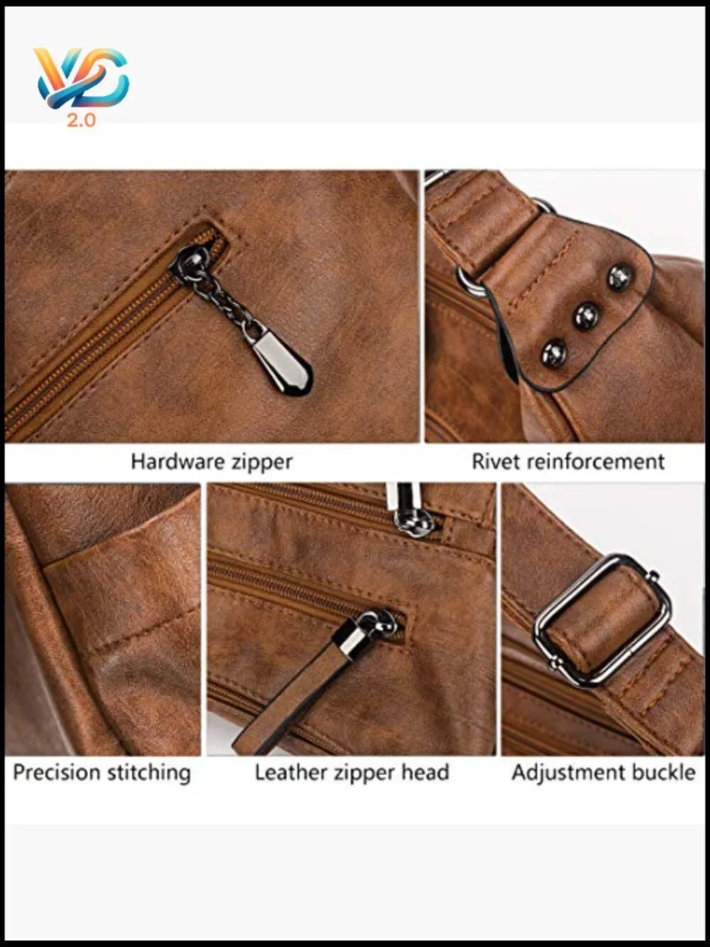 Soft PU Leather Hobo Crossbody Bag Multi-Pocket Tote Shoulder Bag